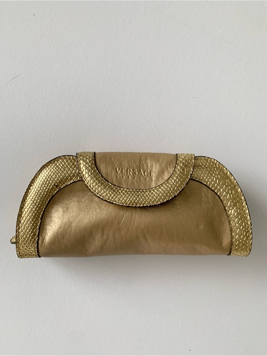 Versace Handbags - Versace Gold Leather Clutch with Textured Trims